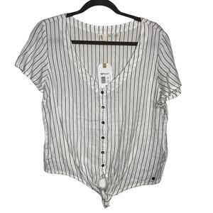 Roxy Come And Love Short Sleeve Tie-Front Shirt for Women Size Medium New w/Tags
